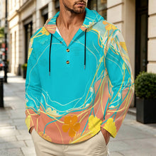 Cargar imagen en el visor de la galería, Button Hooded Sweatshirt Colored Plants, Leaves