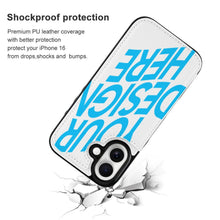 Cargar imagen en el visor de la galería, Funda protectora de piel de TPU para IPhone 16 con función atril Funda plegable para teléfono personalizado con patrón foto texto