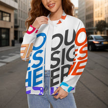 Cargar imagen en el visor de la galería, Chaqueta de béisbol universitaria para mujer SDS2507 personalizado con patrón foto texto (impresión de imágenes múltiples)