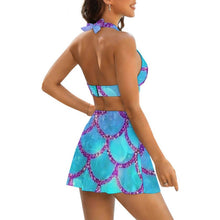 Cargar imagen en el visor de la galería, Conjunto de bikini de dos piezas con tirantes ajustables y falda con abertura personalizable