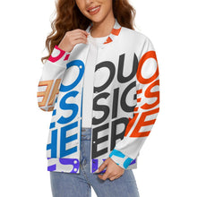 Cargar imagen en el visor de la galería, Chaqueta de béisbol universitaria para mujer SDS2507 personalizado con patrón foto texto (impresión de imágenes múltiples)