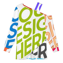 Cargar imagen en el visor de la galería, Camiseta sexy sin tirantes con hombros descubiertos para mujer informal con estampado de texto y nombre personalizado con patrón foto texto (impresión de imágenes múltiples)