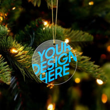 Cargar imagen en el visor de la galería, Adorno de árbol de Navidad de acrílico con colgante en varios estilos disponibles (forma circular, amor, Navidad) personalizado con patrón foto texto