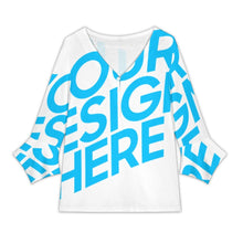 Cargar imagen en el visor de la galería, Top con cuello en V y mangas de pétalos para mujer KCL personalizado con patrón foto texto