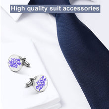 Cargar imagen en el visor de la galería, Gemelos de aleación para hombre de alta calidad para camisas personalizado con patrón foto texto