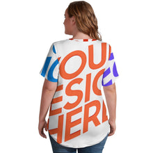 Cargar imagen en el visor de la galería, Camiseta de manga corta con cuello en V de seda hielo para mujer NZ109 personalizado con patrón foto texto (impresión de imágenes múltiples)