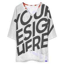 Cargar imagen en el visor de la galería, Conjunto de top con mangas murciélago cuello en V y pantalones cortos con cintura elástica para mujer YKL07 personalizado con patrón foto texto (impresión de imágenes múltiples)