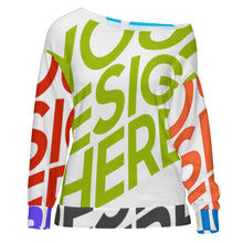 Cargar imagen en el visor de la galería, Sudadera de manga larga con cuello inclinado para mujer MXLD137 personalizado con patrón foto texto (impresión de imágenes múltiples)