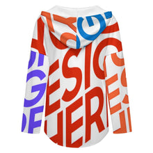 Cargar imagen en el visor de la galería, Sudadera con capucha de manga larga y cuello en V para mujer C19H personalizado con patrón foto texto (impresión de imágenes múltiples)