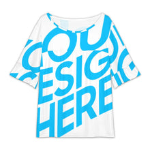 Cargar imagen en el visor de la galería, Camiseta de mujer con cuello redondo y mangas de hoja de loto NT104 personalizado con patrón foto texto (impresión de imagen única)
