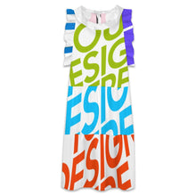 Cargar imagen en el visor de la galería, Vestido de cuello de muñeca con volantes de cintura alta F11Q personalizado con patrón foto texto (impresión de imágenes múltiples)