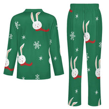 Cargar imagen en el visor de la galería, Pijama Clásico Personalizable para Hombre | Set V-Neck de Seda de Leche