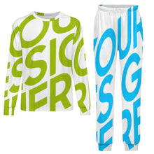 Cargar imagen en el visor de la galería, Conjunto de pijama de manga larga con cuello redondo para niños LM126 personalizado con patrón foto texto (impresión de imagen única)