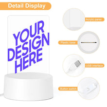 Cargar imagen en el visor de la galería, Luz nocturna acrílica con base redonda de plástico personalizado con patrón foto texto