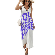 Cargar imagen en el visor de la galería, Vestido sin Manga con Cuello en V para Mujer NZ028 Personalizado con Impresión Completa con Foto Logo Patrón Texto (impresión de imagen única)