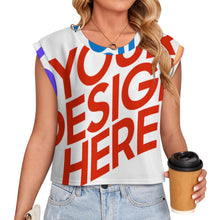 Cargar imagen en el visor de la galería, Chaleco Cárdigan de Punto con Mangas Cortas para Mujer LM563 personalizado con patrón foto texto (impresión de imágenes múltiples)