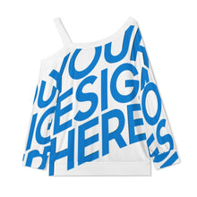 Cargar imagen en el visor de la galería, Camisetas para mujer A11L cuello inclinado manga larga suelta hombros descubiertos personalizado con patrón foto texto (impresión de imagen única)