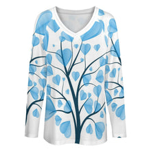 Cargar imagen en el visor de la galería, Camiseta Manga Larga Cuello V Doble | Holgada y Personalizable Mujer