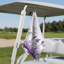 Cargar imagen en el visor de la galería, Golf Towel with Hanging Loop Purple, Butterfly, Reed Style 41x61cm