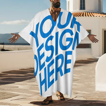 Cargar imagen en el visor de la galería, Camisón de hombre con cuello en V y mangas mariposa YKL01 personalizado con patrón foto texto (impresión de imagen única)