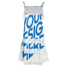 Cargar imagen en el visor de la galería, Vestido lencero con ribete de encaje para mujer SDS2520 personalizado con patrón foto texto (impresión de imagen única)