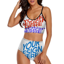 Cargar imagen en el visor de la galería, Conjunto de bikini de dos piezas con bustier para mujer BK2139 personalizado con patrón foto texto (impresión de imágenes múltiples)
