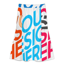 Cargar imagen en el visor de la galería, Falda midi elástica ligera de corte A para mujer personalizado con patrón foto texto (impresión de imágenes múltiples)