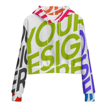 Cargar imagen en el visor de la galería, Sudadera con capucha corta con cordón y sin bolsillo para mujer MWZXU029 personalizado con patrón foto texto (impresión de imágenes múltiples)