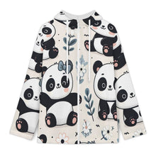 Cargar imagen en el visor de la galería, Fleece Jacket with Hood Panda, White Flower