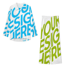 Cargar imagen en el visor de la galería, Conjunto de ropa de estar por casa de manga larga para mujer A73TZ personalizado con patrón foto texto (impresión de imagen única)