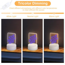 Cargar imagen en el visor de la galería, Luz nocturna acrílica con base redonda de plástico personalizado con patrón foto texto