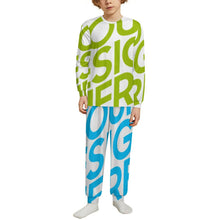 Cargar imagen en el visor de la galería, Conjunto de pijama de manga larga con cuello redondo para niños LM126 personalizado con patrón foto texto (impresión de imagen única)