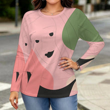 Cargar imagen en el visor de la galería, Round Neck Long Sleeved T-shirt Line Design, Girl