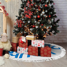 Cargar imagen en el visor de la galería, Falda para árbol de Navidad (estilo flecos) (diferentes imágenes en ambos lados) personalizado con patrón foto texto