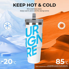 Cargar imagen en el visor de la galería, Vaso de coche con aislamiento de gran capacidad de 30 oz personalizado con patrón foto texto