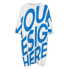 Cargar imagen en el visor de la galería, Camisón suelto de seda helada para mujer talla grande manga corta LM475 personalizado con patrón foto texto (impresión de imagen única)
