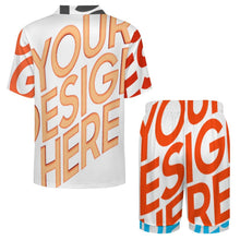 Cargar imagen en el visor de la galería, Pijama de manga corta de seda hielo para hombre LM135 personalizado con patrón foto texto (impresión de imágenes múltiples)