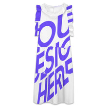 Cargar imagen en el visor de la galería, Vestido de mujer con cuello de muñeca y borde de volantes F11Q con diseño 2 en 1 personalizado con patrón foto texto (impresión de imagen única)