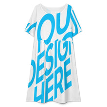 Cargar imagen en el visor de la galería, Vestido holgado de cuello redondo y manga corta para mujer B16Q personalizado con patrón foto texto (impresión de imagen única)
