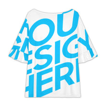 Cargar imagen en el visor de la galería, Camiseta de mujer con cuello redondo y mangas de hoja de loto NT104 personalizado con patrón foto texto (impresión de imagen única)