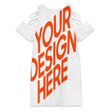 Cargar imagen en el visor de la galería, Vestido de mujer de talla grande con cuello en V y hombros descubiertos F59Q personalizado con patrón foto texto