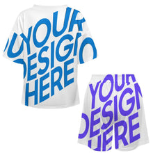 Cargar imagen en el visor de la galería, Conjunto de pijama corto para mujer con cuello en V B98TZ personalizado con patrón foto texto (impresión de imagen única)