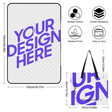 Cargar imagen en el visor de la galería, Alfombra de picnic con bolso plegable estilo cremallera personalizado con patrón foto texto