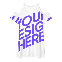 Cargar imagen en el visor de la galería, Vestido de mujer de manga corta con cuello en V y hombros descubiertos ANQ personalizado con patrón foto texto