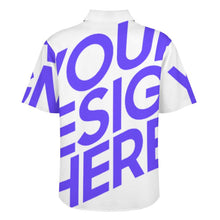 Cargar imagen en el visor de la galería, Camisa de hombre de manga corta con solapa LM056 y bolsillos con doble solapa personalizado con patrón foto texto