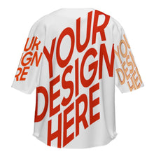 Cargar imagen en el visor de la galería, Camiseta de béisbol con cuello en v de manga corta BEJ con botones completos personalizado con patrón foto texto