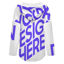 Cargar imagen en el visor de la galería, Sudadera con capucha de manga larga y cuello en V para mujer C19H personalizado con patrón foto texto (impresión de imagen única)