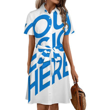 Cargar imagen en el visor de la galería, Vestido Camisero de Manga Corta para Mujer LM448 personalizado con patrón foto texto