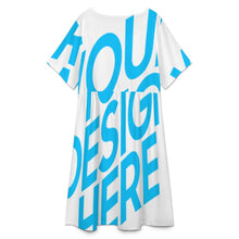 Cargar imagen en el visor de la galería, Vestido holgado de cuello redondo y manga corta para mujer B16Q personalizado con patrón foto texto (impresión de imagen única)