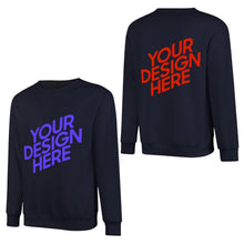 Cargar imagen en el visor de la galería, 100% algodón impreso en la parte delantera y trasera sudadera unisex de manga larga hombres mujeres diferentes colores camiseta personalizado con patrón foto texto